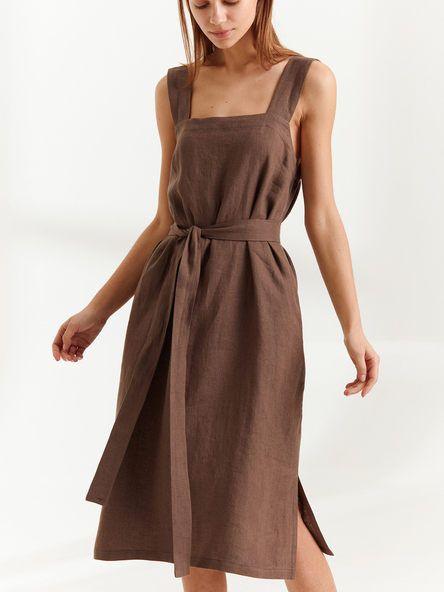 ELLIDY Wide Strap Linen Dress - Image 2