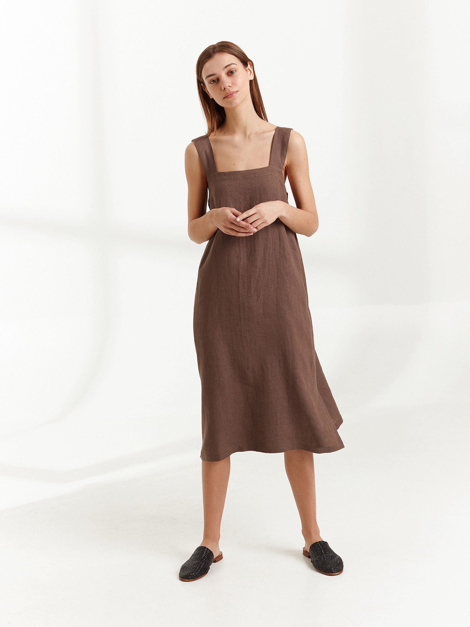 ELLIDY Wide Strap Linen Dress - Image 4