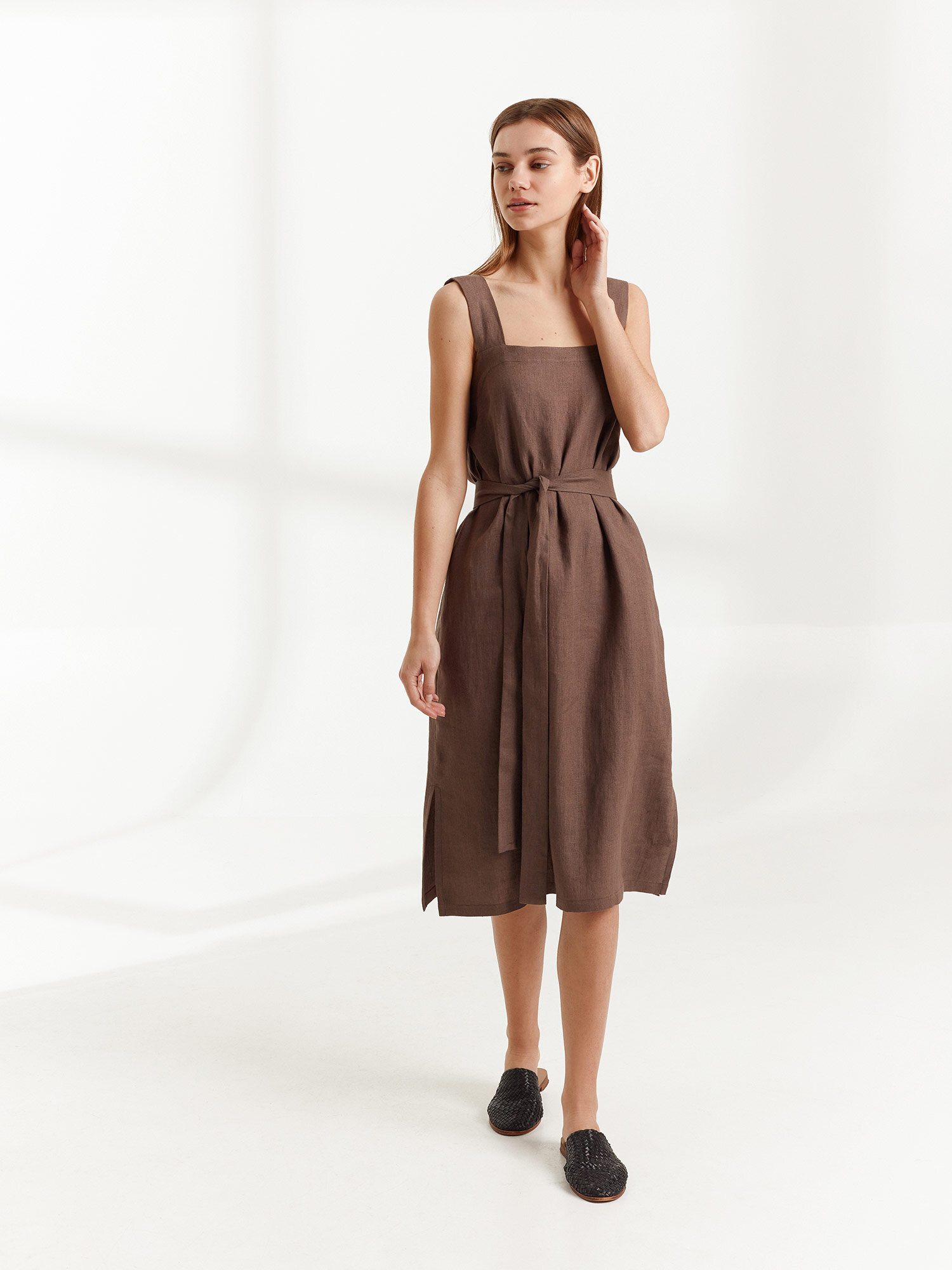 ELLIDY Wide Strap Linen Dress - Image 5