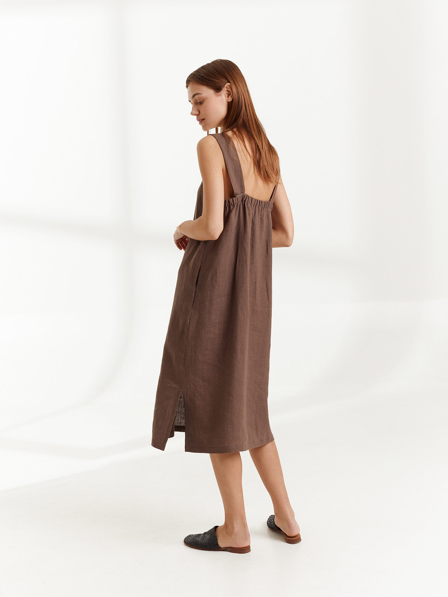 ELLIDY Wide Strap Linen Dress - Image 6