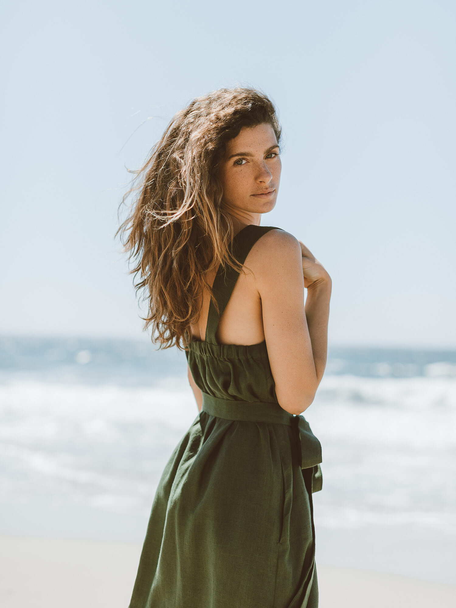 ELLIDY Wide Strap Linen Dress - Image 5