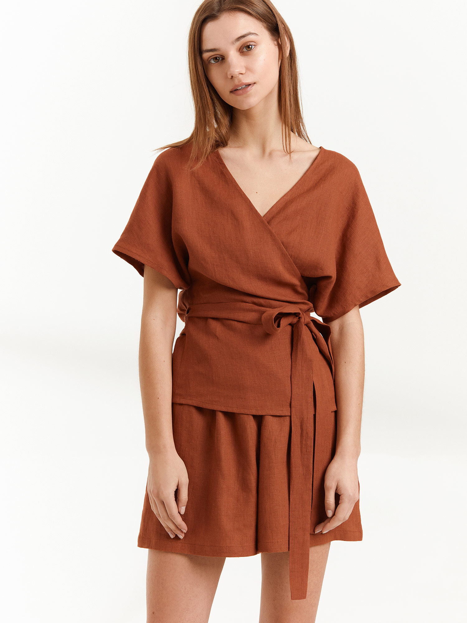 EVIE Linen Wrap Top - Image 1