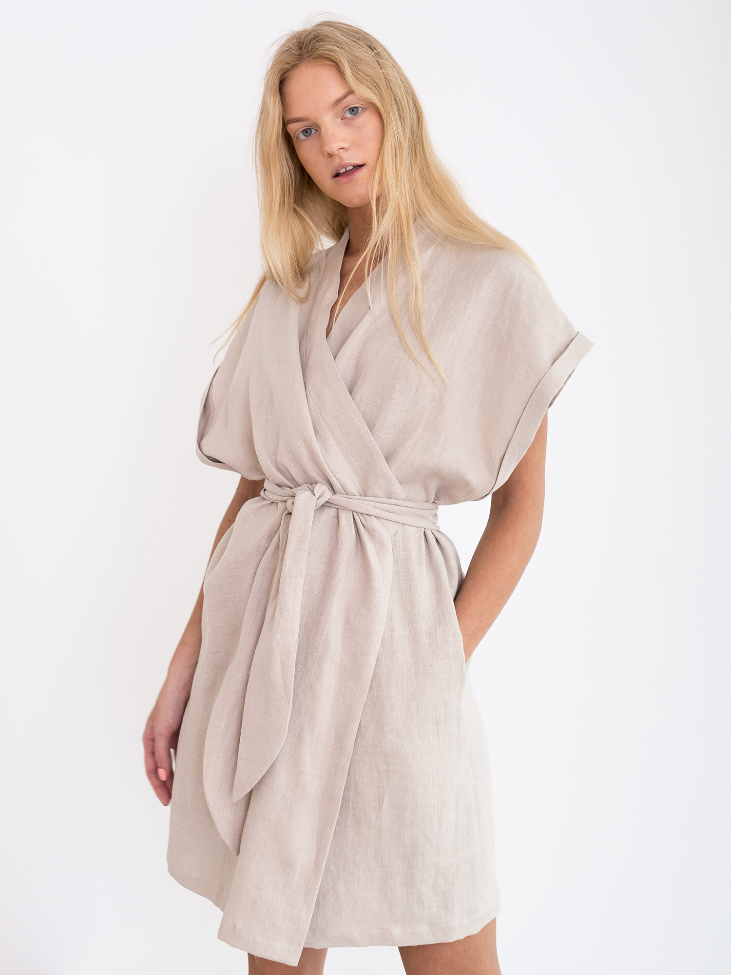 FAITH Linen Wrap Dress - Image 4