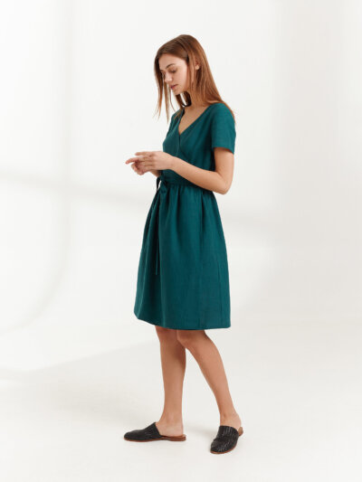 FLORA Linen Wrap Dress