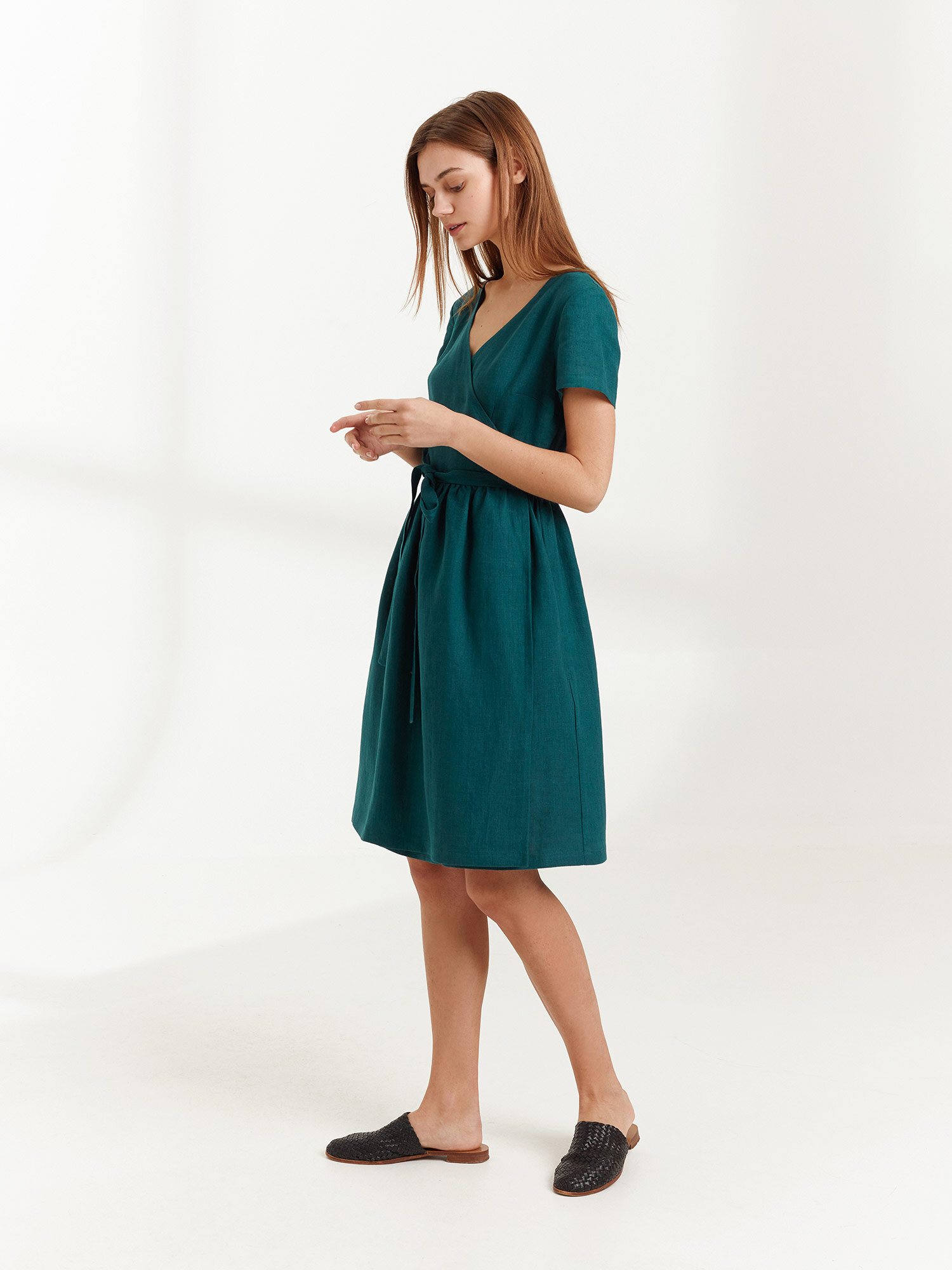 FLORA Linen Wrap Dress - Image 1