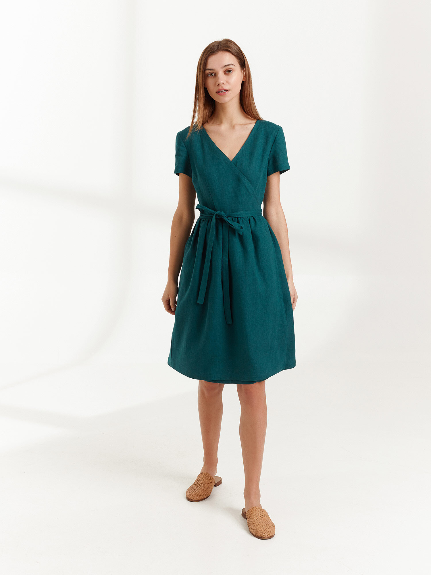 FLORA Linen Wrap Dress - Image 2