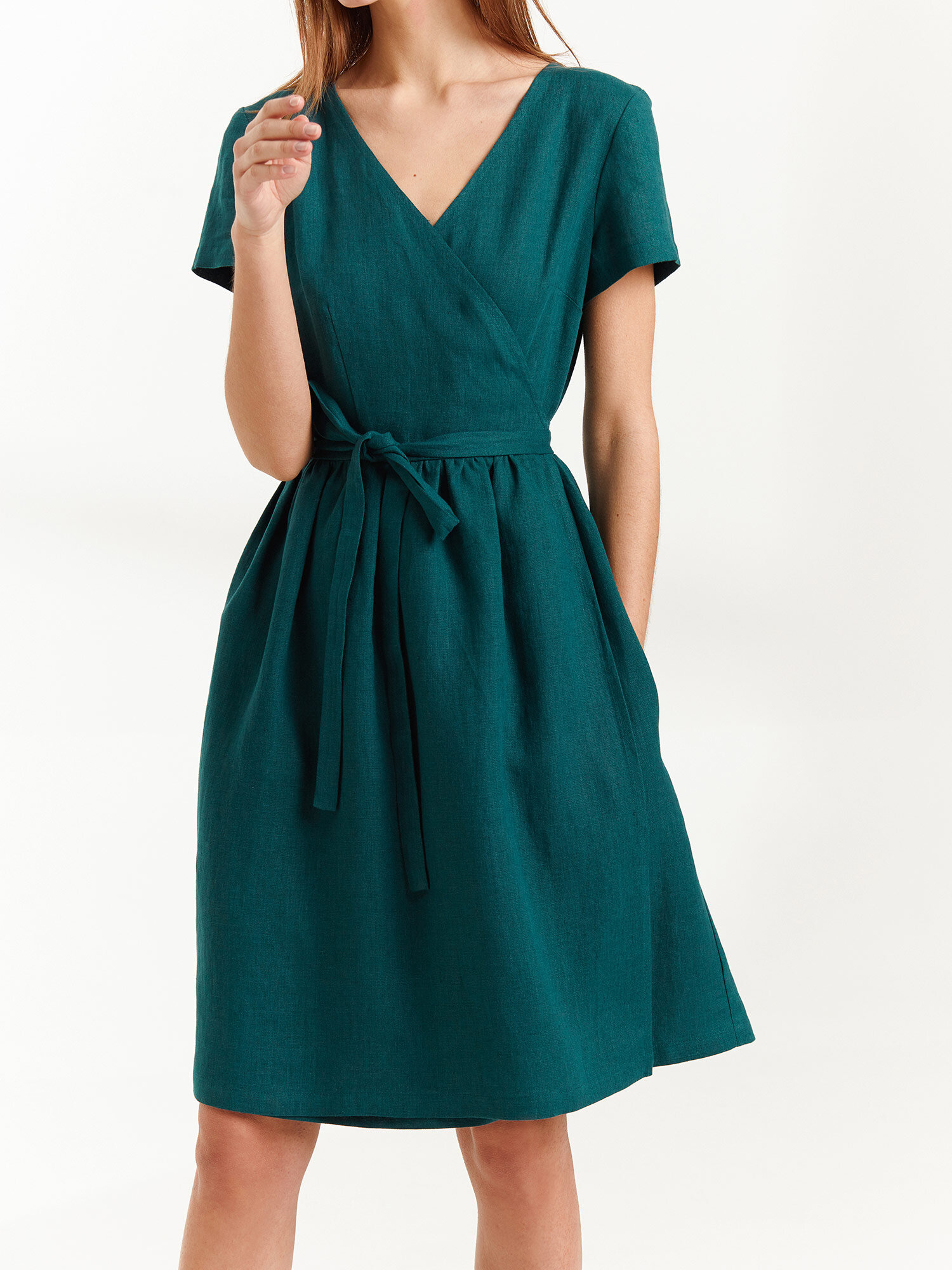 FLORA Linen Wrap Dress - Image 3
