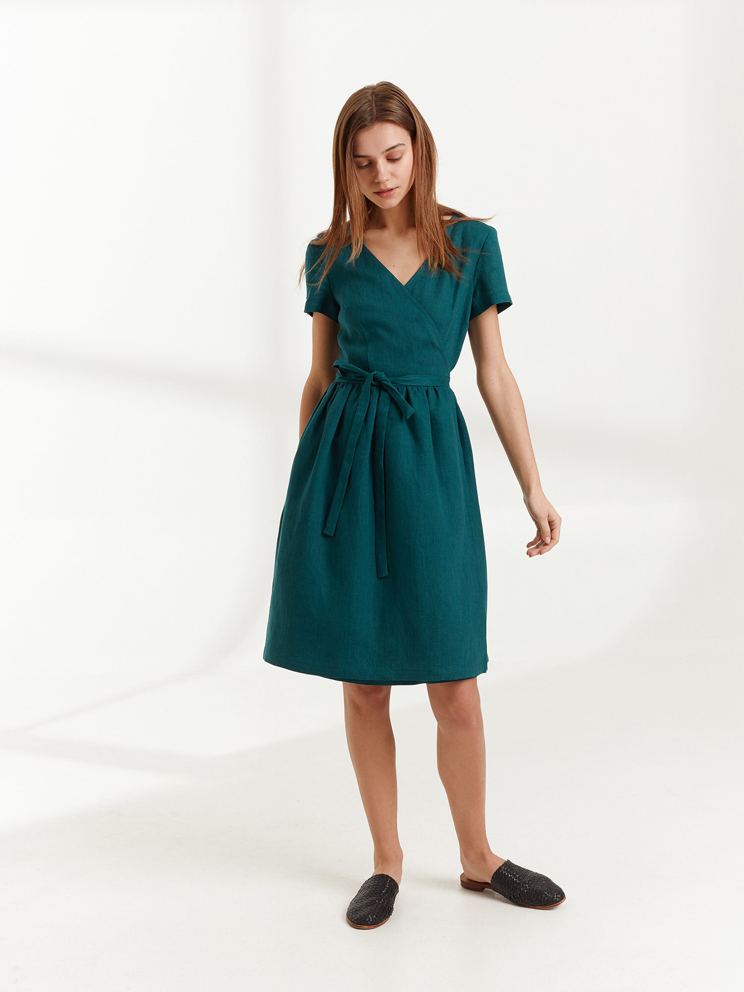 FLORA Linen Wrap Dress - Image 4