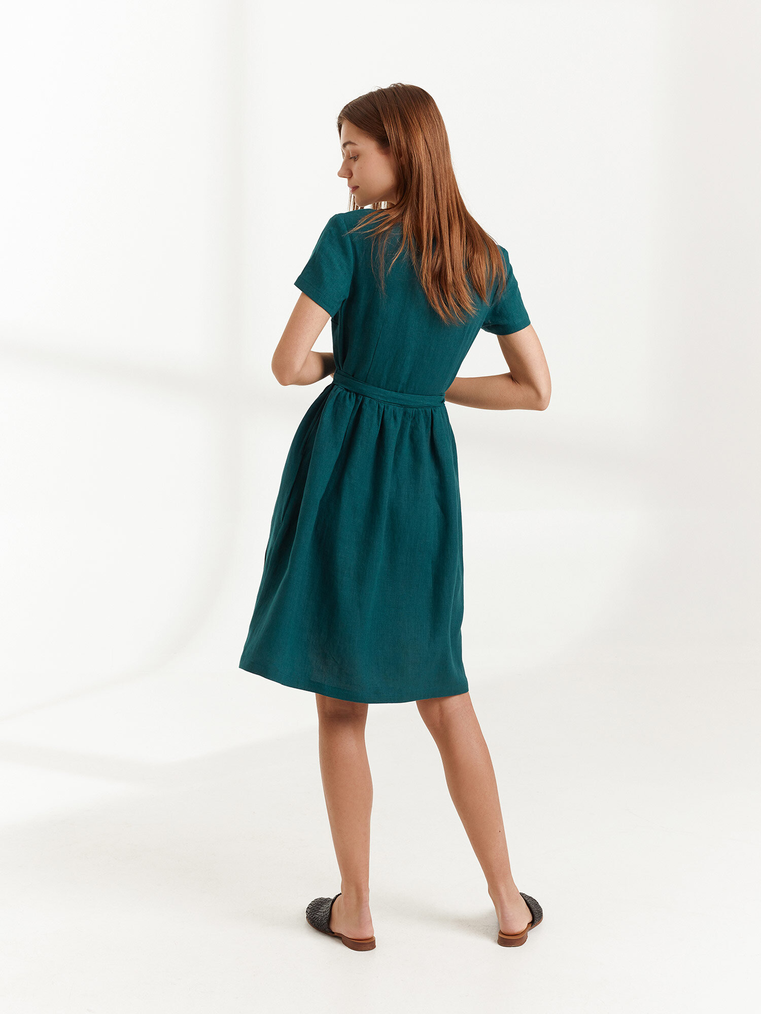 FLORA Linen Wrap Dress - Image 6