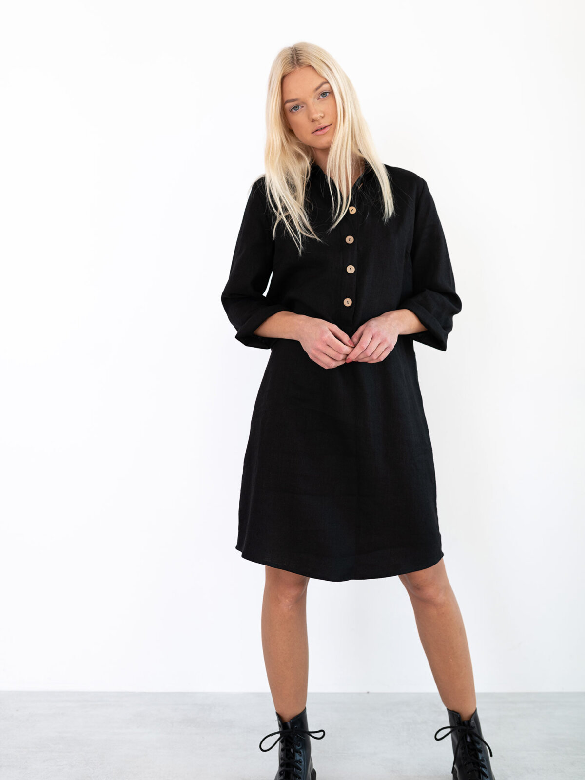 GIANNA pellava paitamekko Musta — sivulta