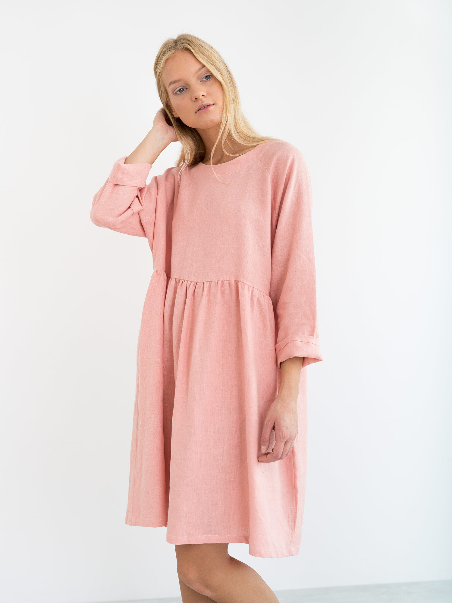 HARLOW Long Sleeve Linen Dress - Image 2