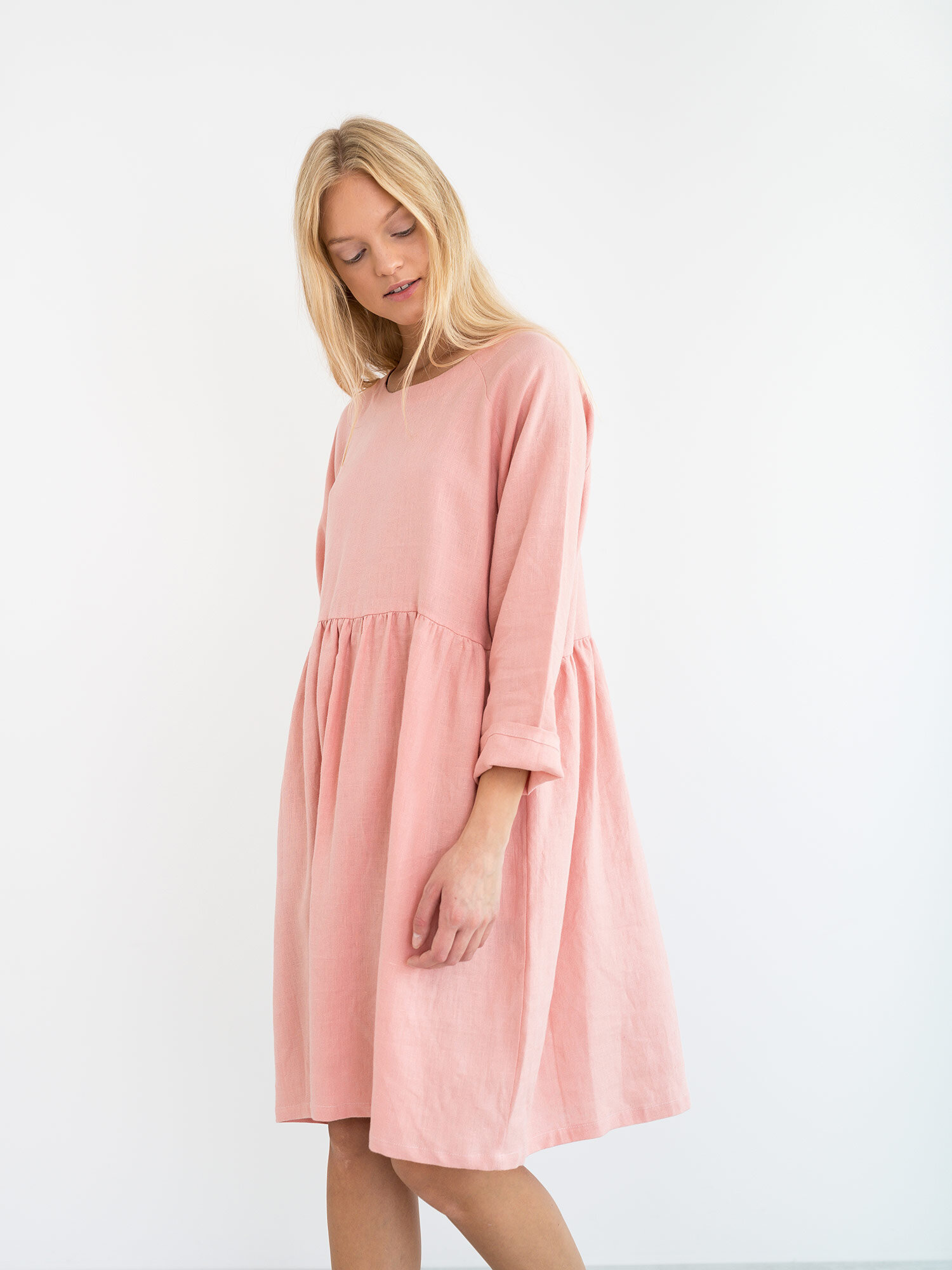 HARLOW Long Sleeve Linen Dress - Image 4