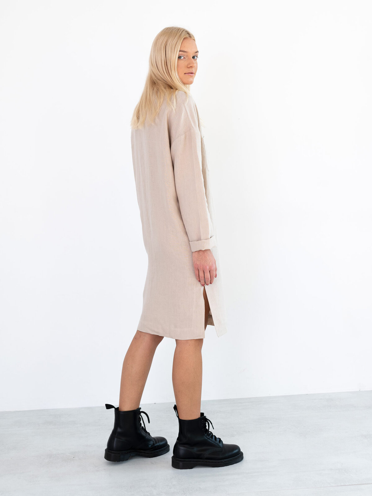 Image 6 of IRIS Linen Shirt Dress in Beige from Love and Confuse