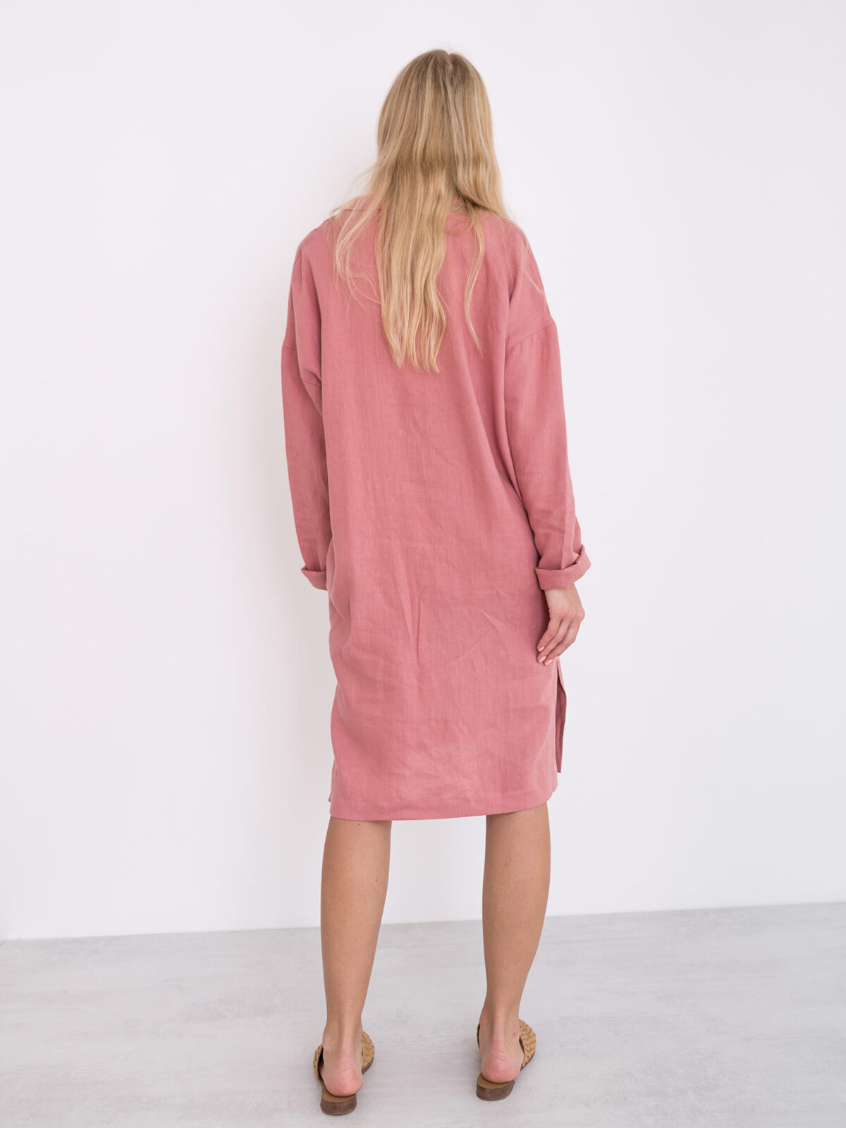 Image 6 of IRIS Linen Shirt Dress in Salmon Pink from Love and Confuse