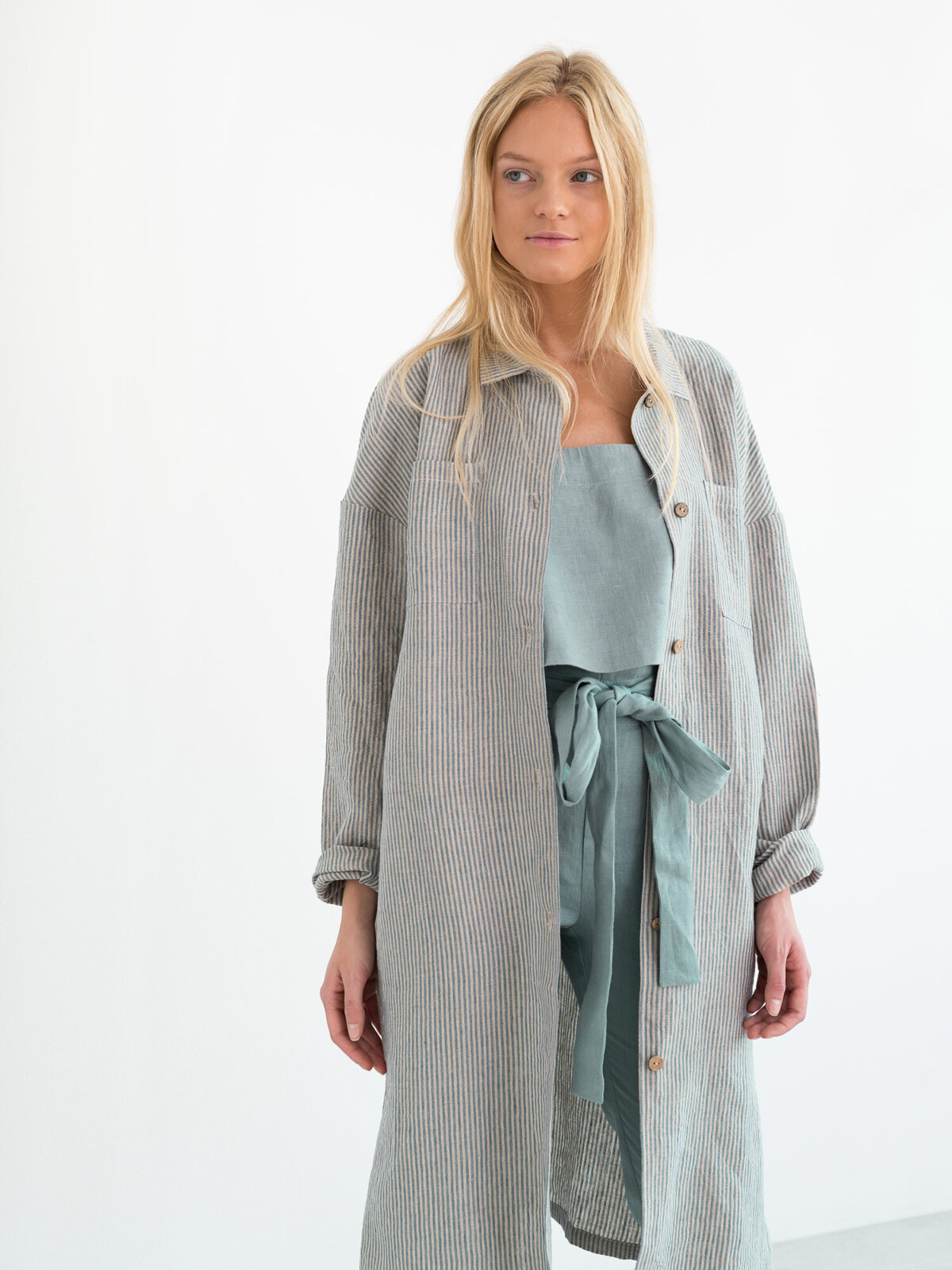 Image 2 of IRIS Linen Shirt Dress in Stripe from Love and Confuse