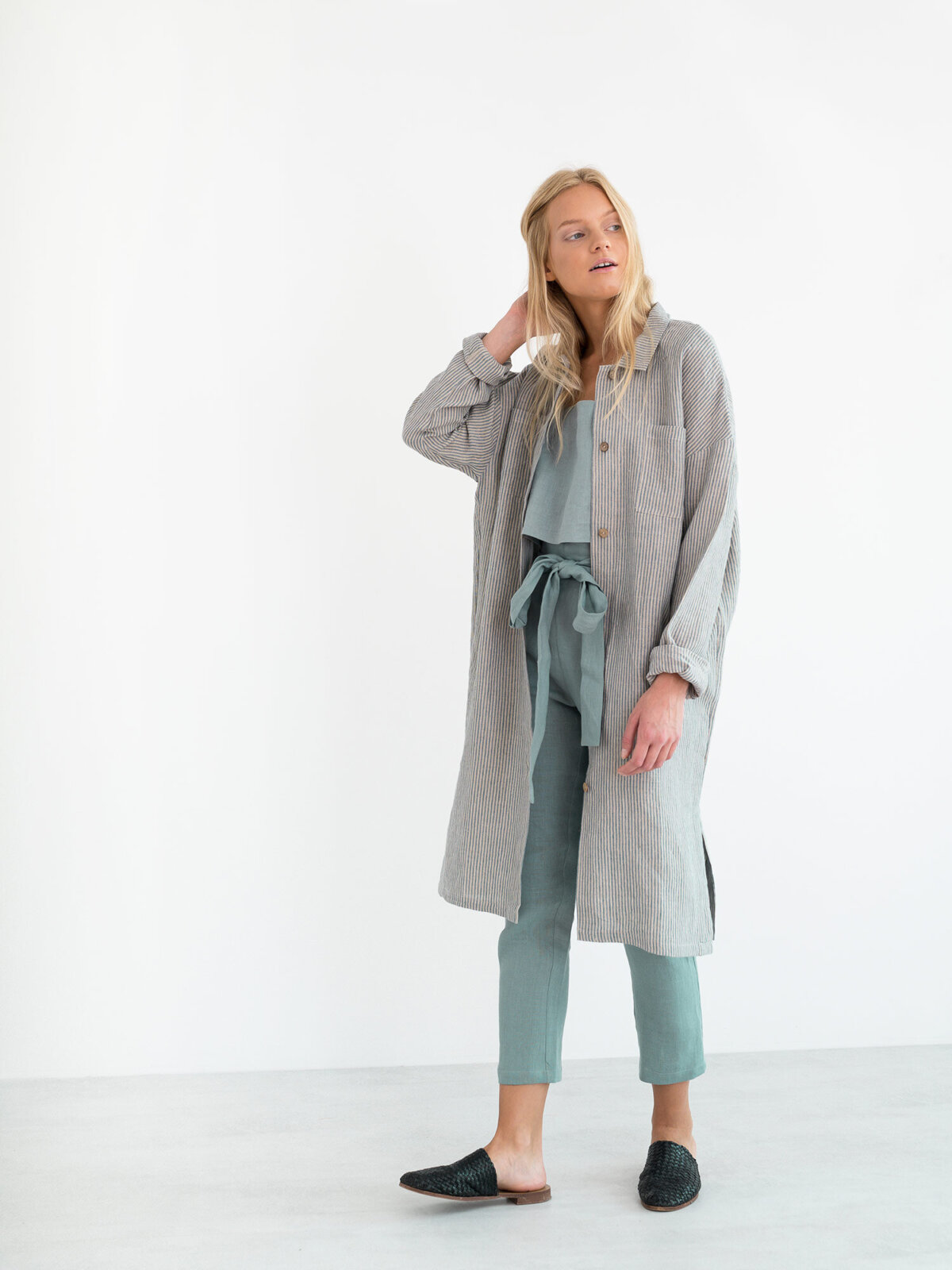 Image 3 of IRIS Linen Shirt Dress in Stripe from Love and Confuse