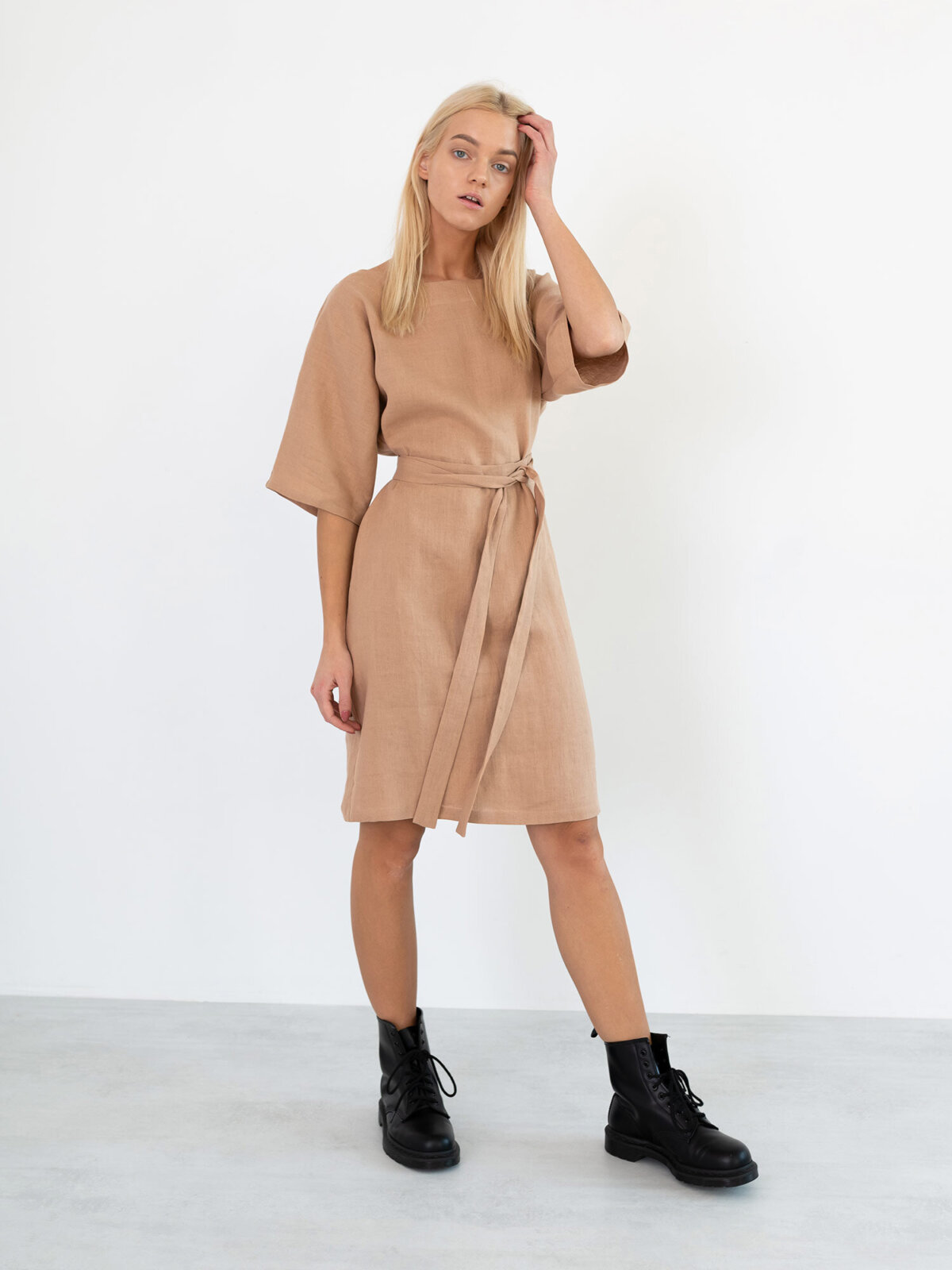 Image 4 of ISABEL Linen Dress in Camel from Love and Confuse
