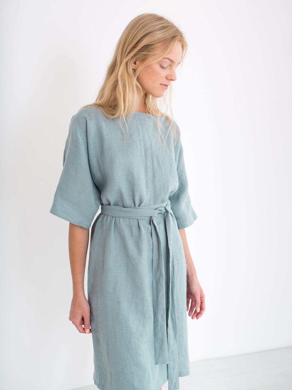 Image 4 of ISABEL Linen Dress in Dark Turquoise from Love and Confuse