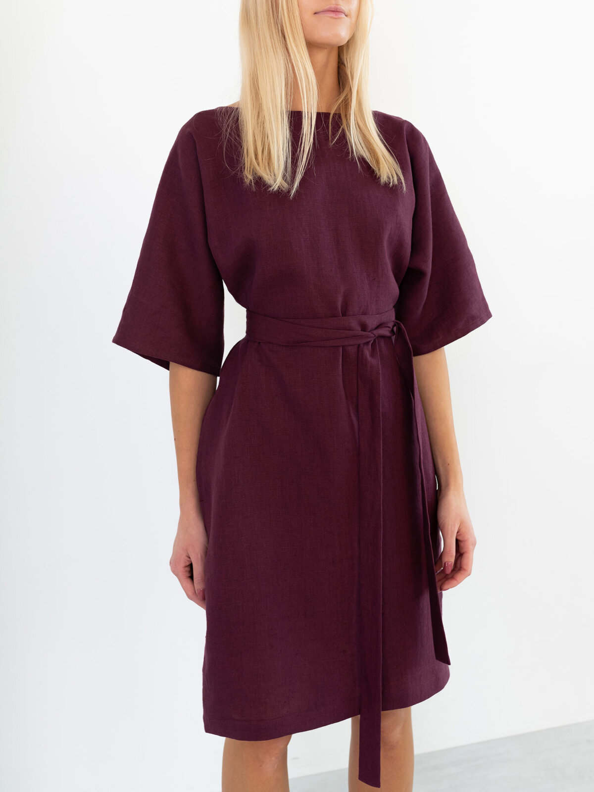 Image 3 of ISABEL Linen Dress in Eggplant from Love and Confuse