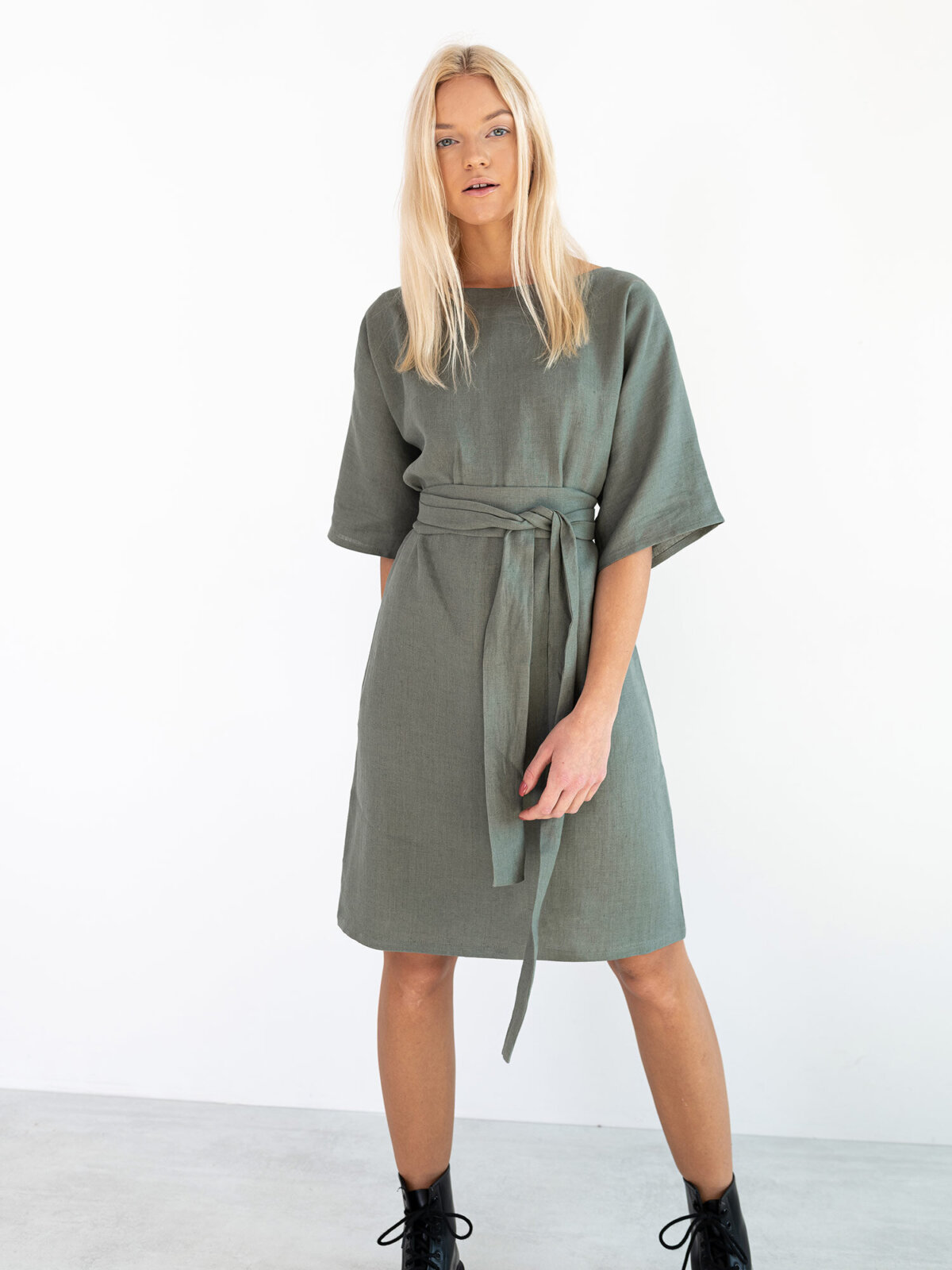 Image 1 of ISABEL Linen Dress in Sage Green from Love and Confuse