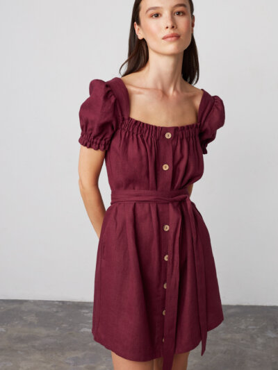 JULY Button Down Linen Mini Dress