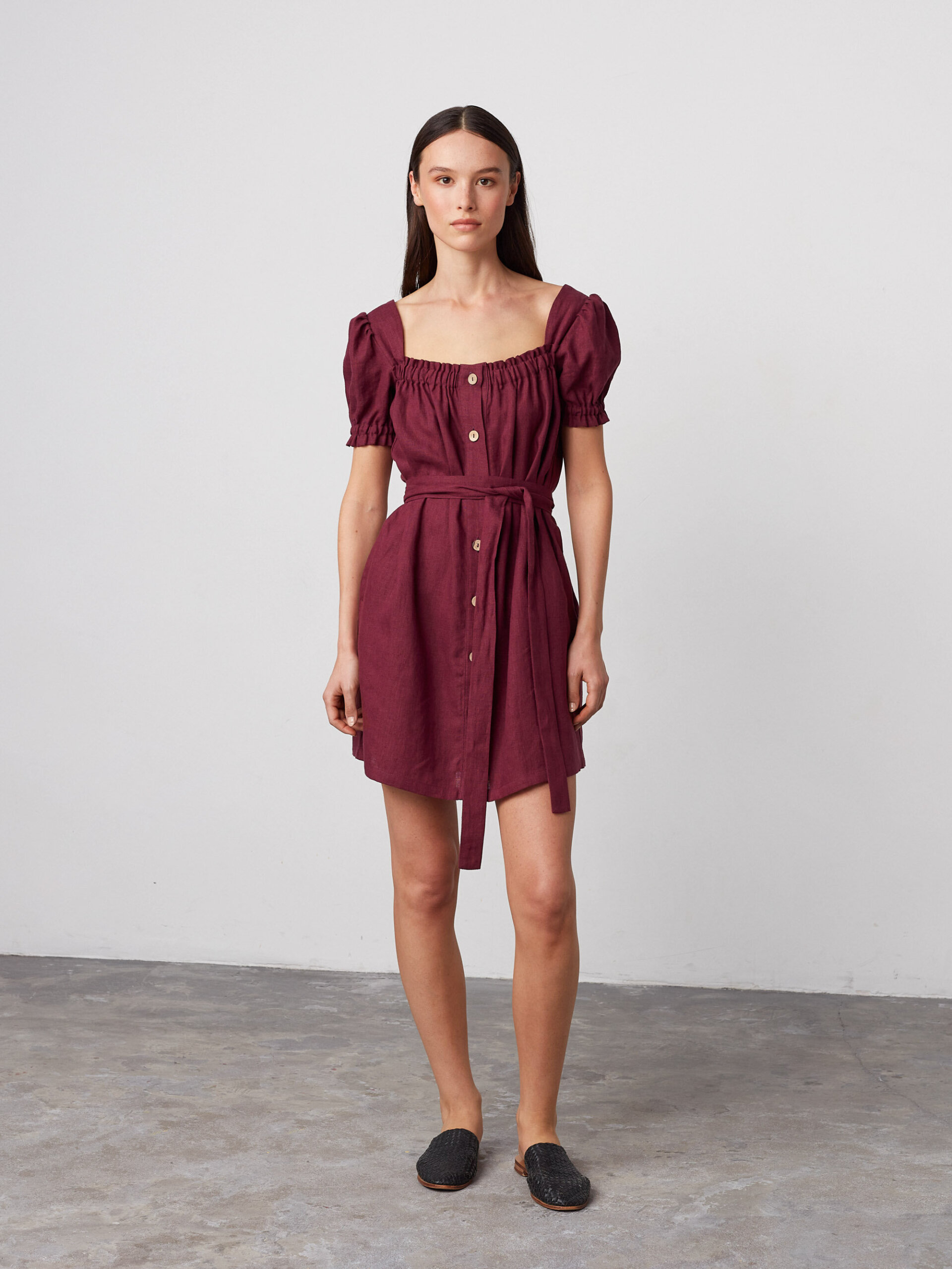 JULY Button Down Linen Mini Dress - Image 2