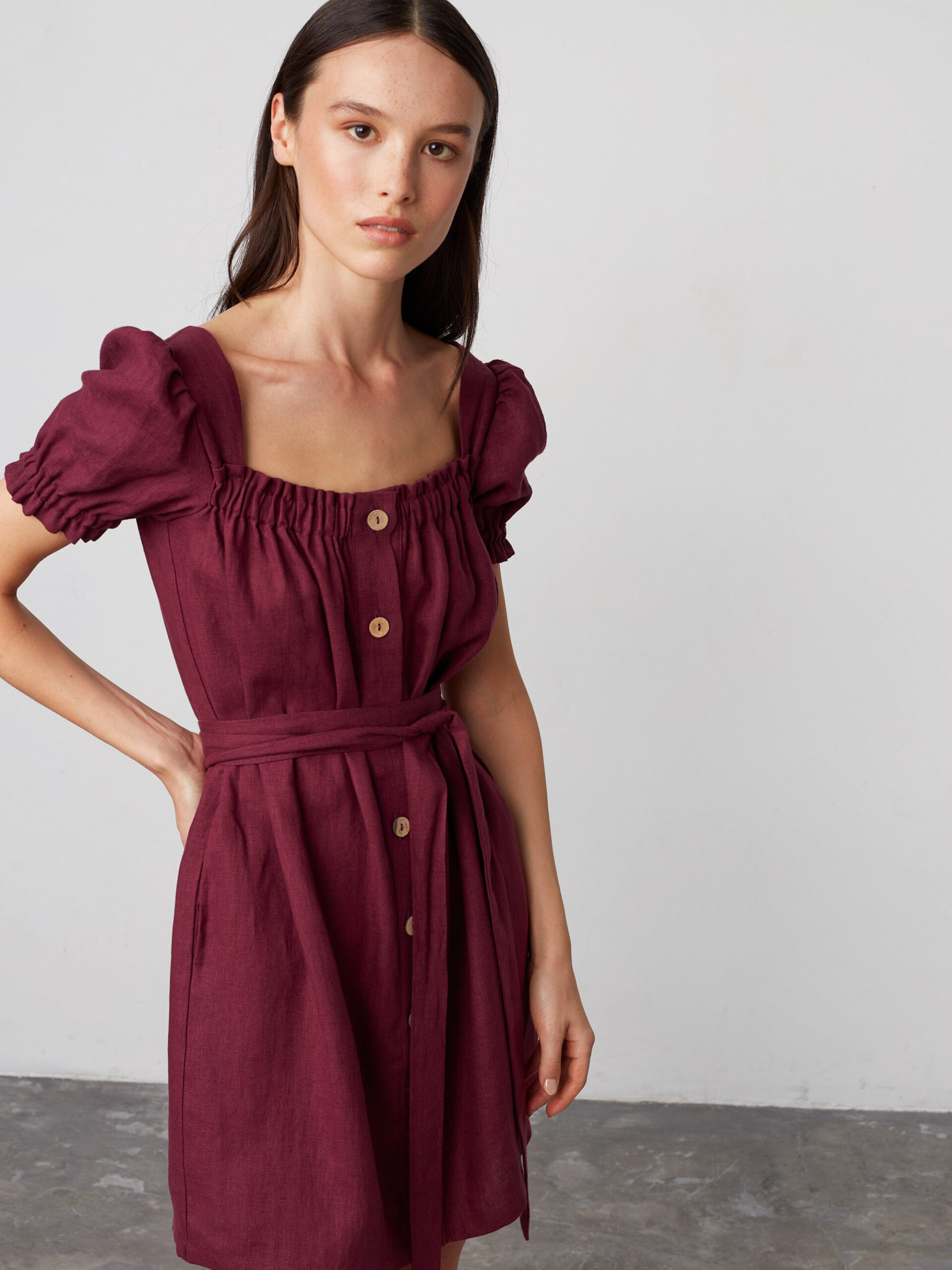 JULY Button Down Linen Mini Dress - Image 4