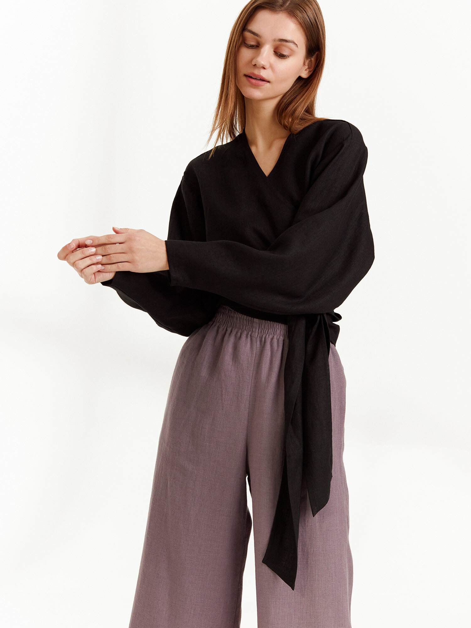 JUNE Linen Wrap Top - Image 1