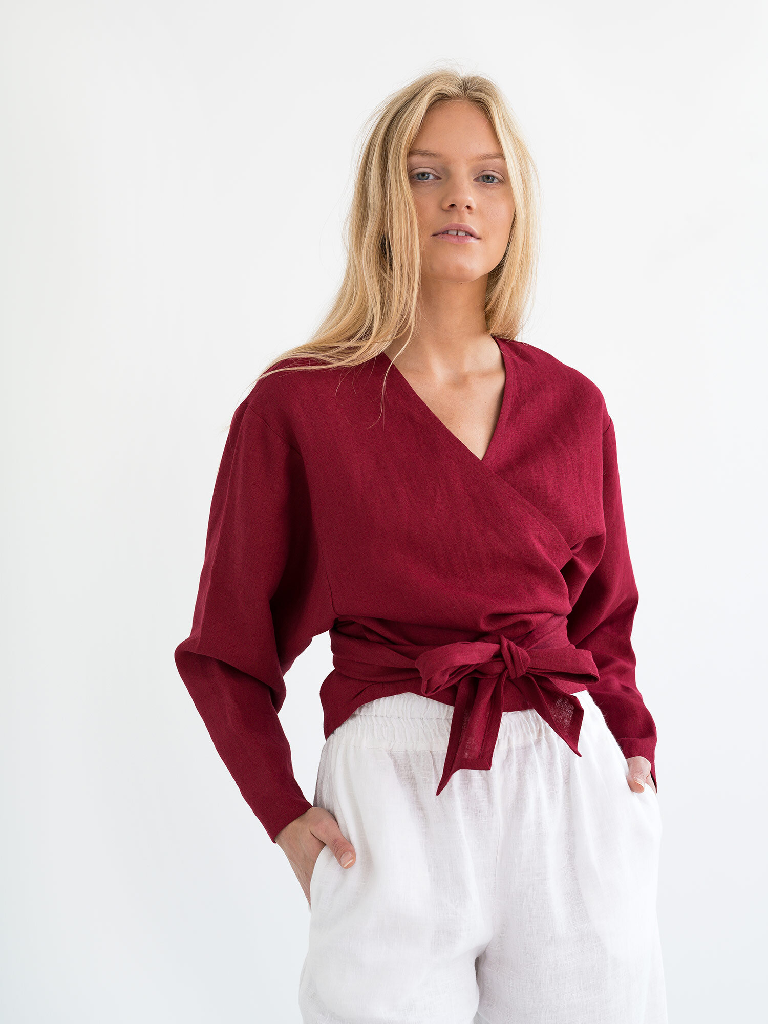 JUNE Linen Wrap Top - Image 1