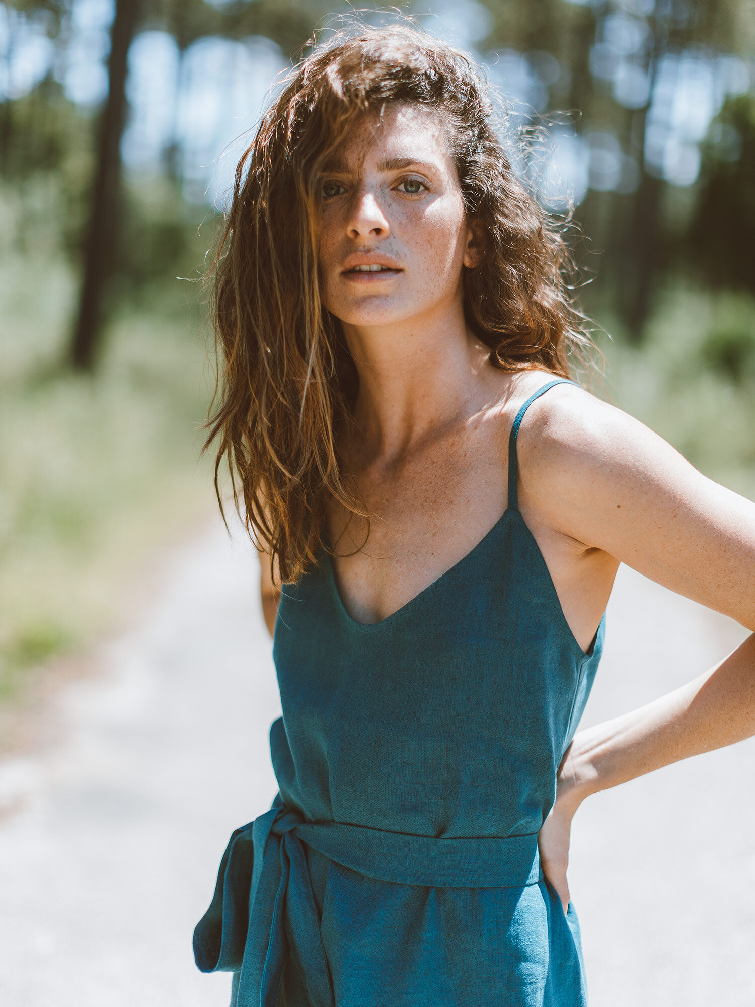 KAIA Linen Strappy Dress - Image 3