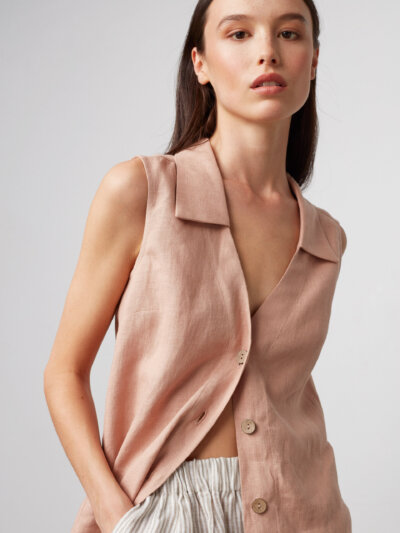 LUCY Collared Linen Vest