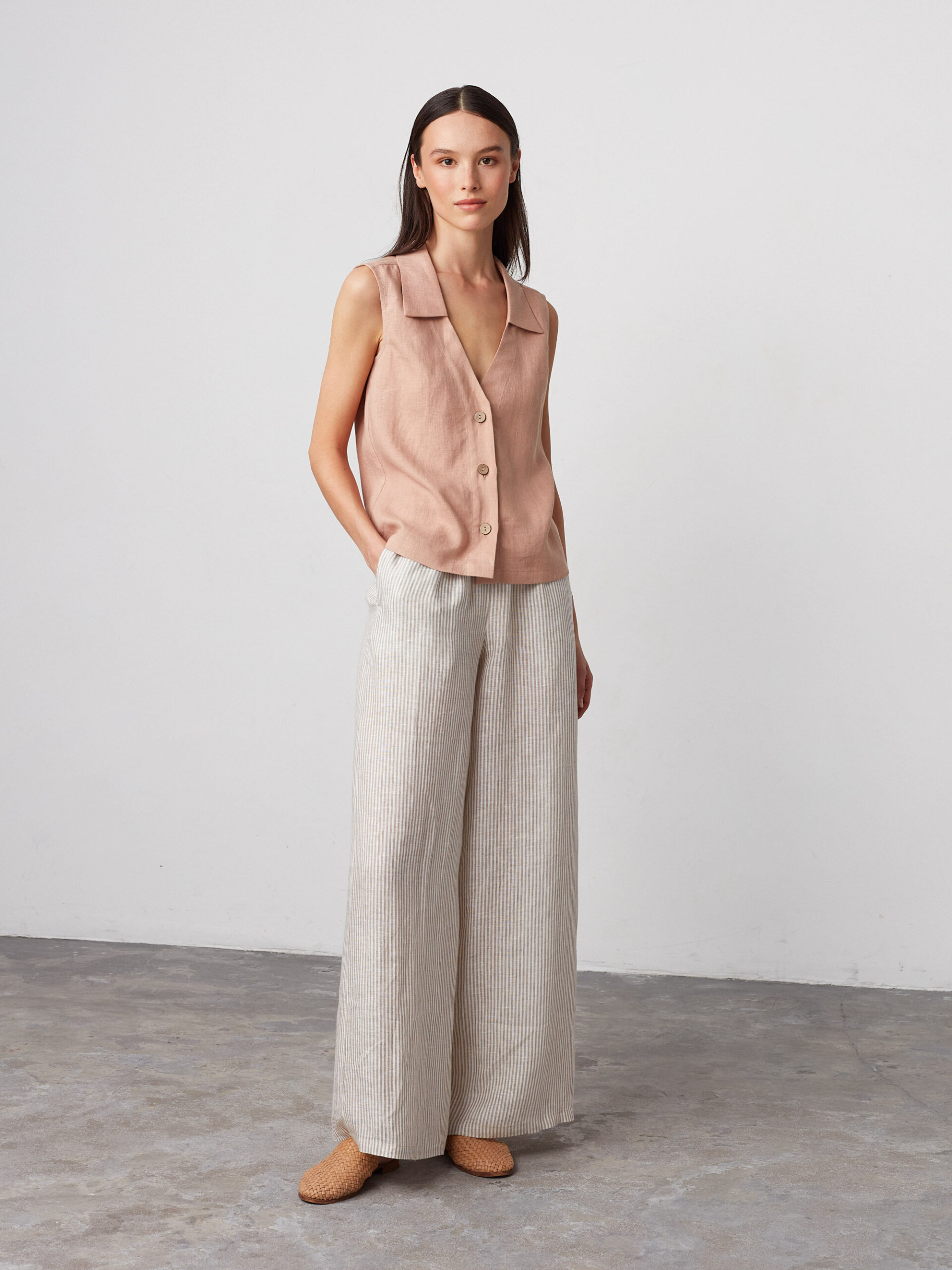 LUCY Collared Linen Vest - Image 2