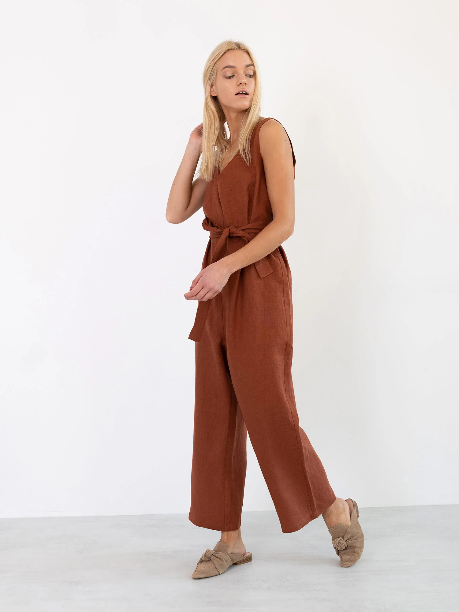 Image 3 of MADELINE Linen Jumpsuit in Rust from Love and Confuse