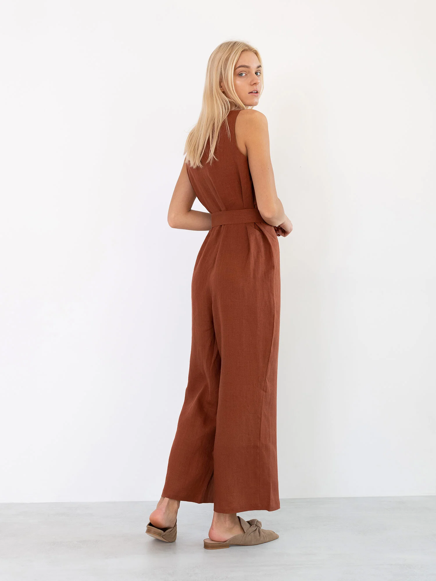 Image 5 of MADELINE Linen Jumpsuit in Rust from Love and Confuse