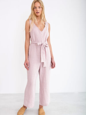MADELINE Sleeveless Linen Jumpsuit in Apple Blossom