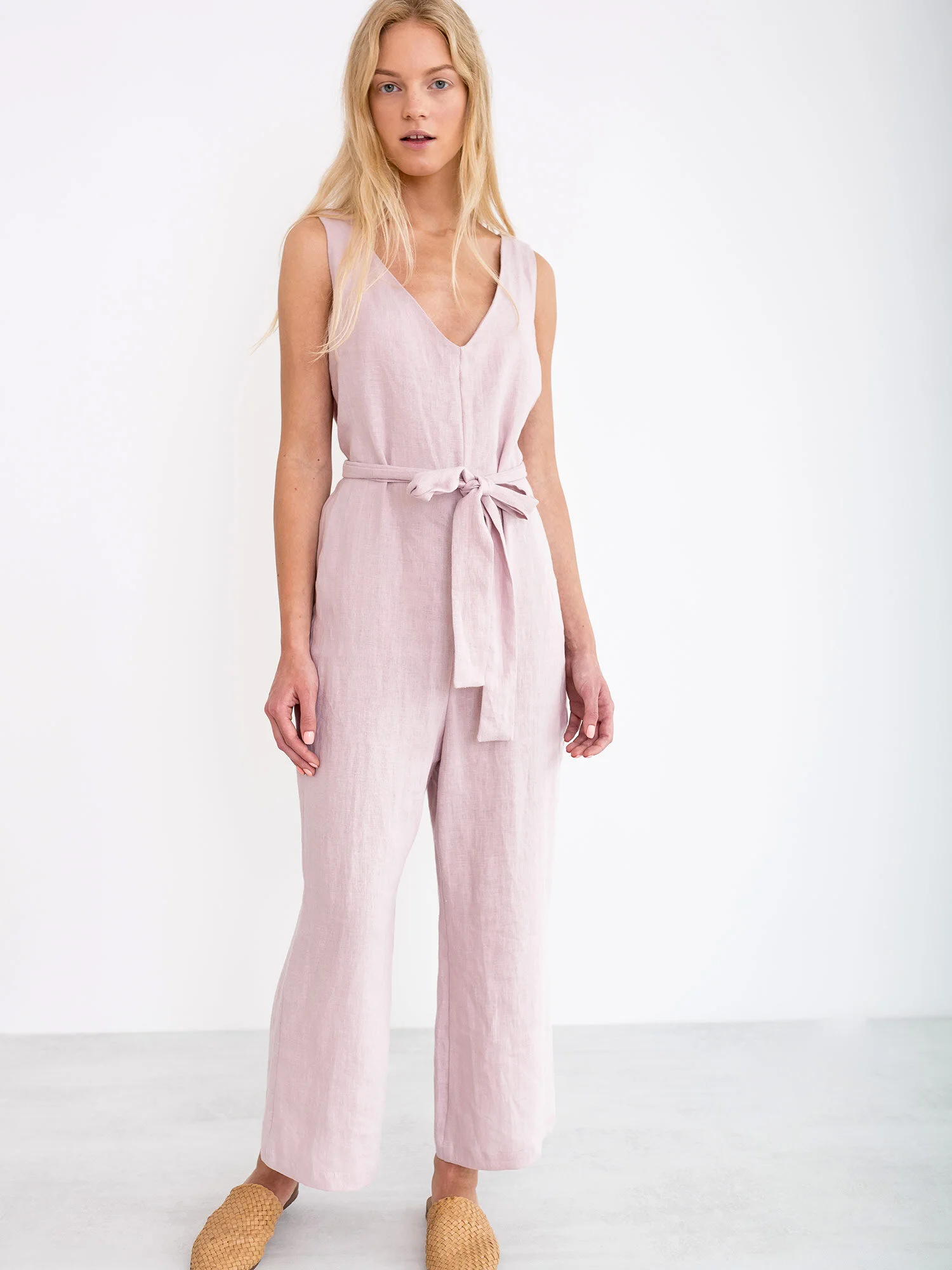 Image 1 of MADELINE Linen Jumpsuit in Apple Blossom from Love and Confuse