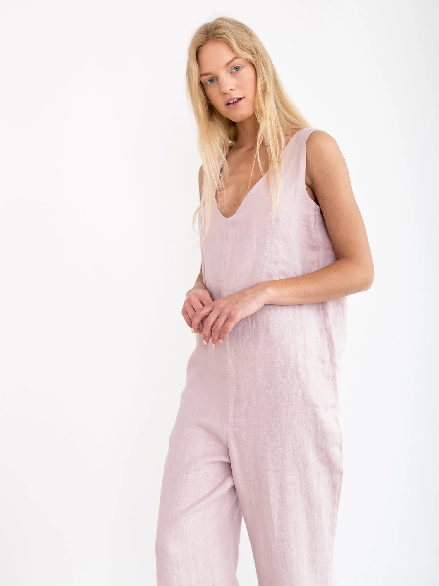 Image 4 of MADELINE Linen Jumpsuit in Apple Blossom from Love and Confuse