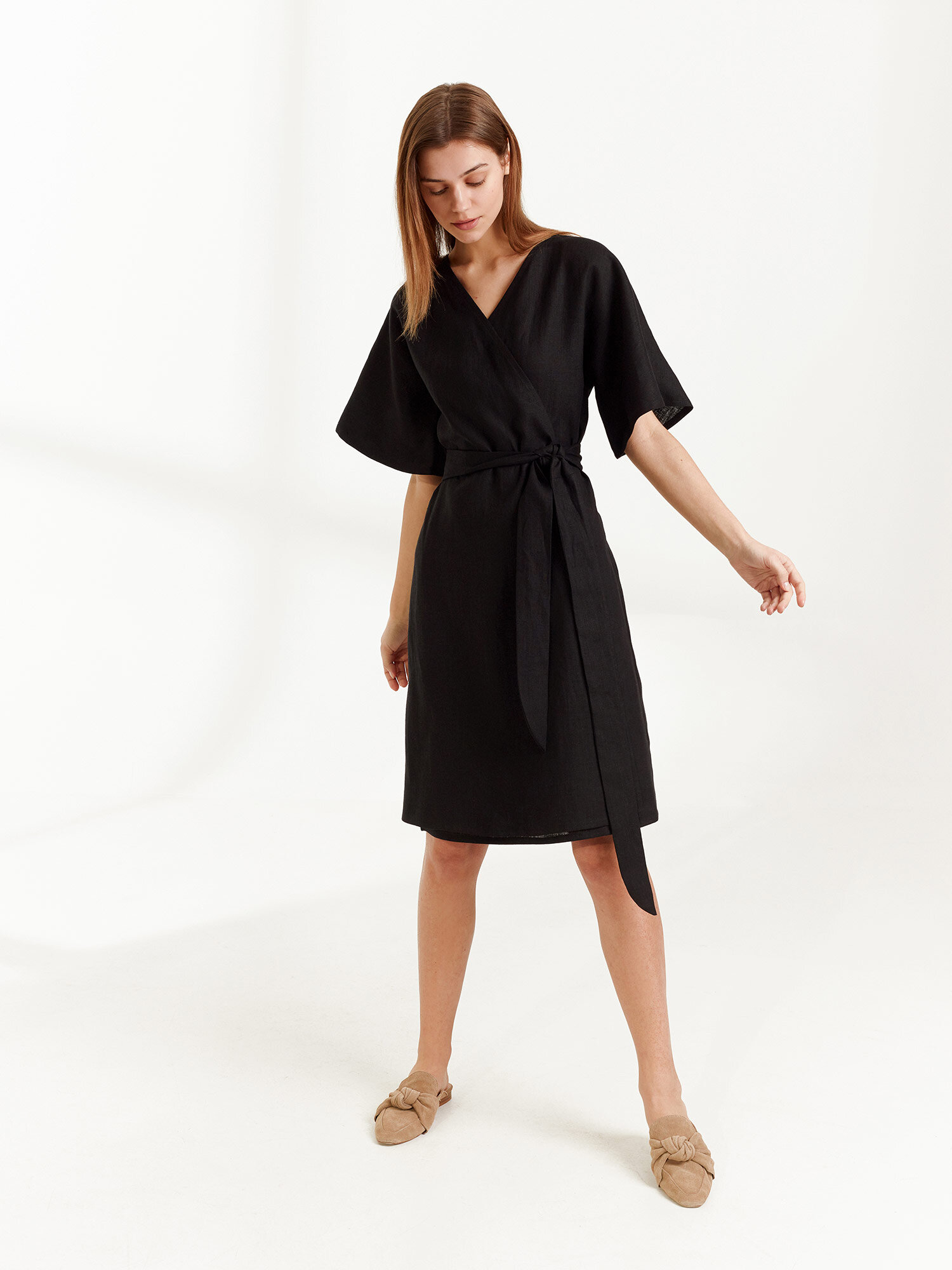 MARY Linen Wrap Dress - Image 1