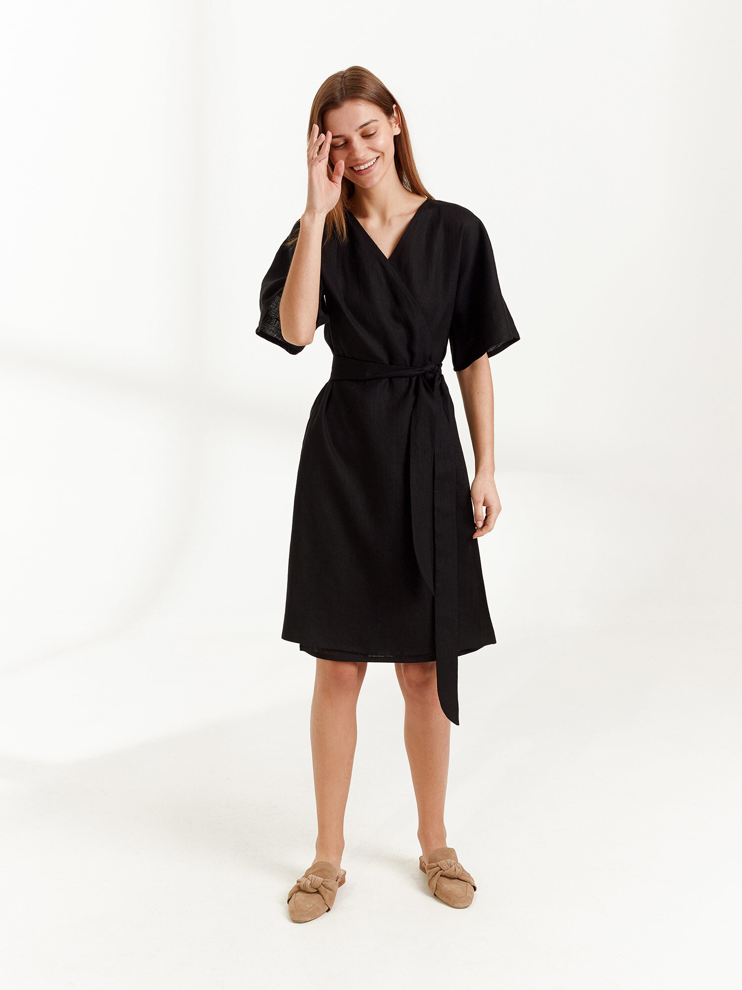 MARY Linen Wrap Dress - Image 3