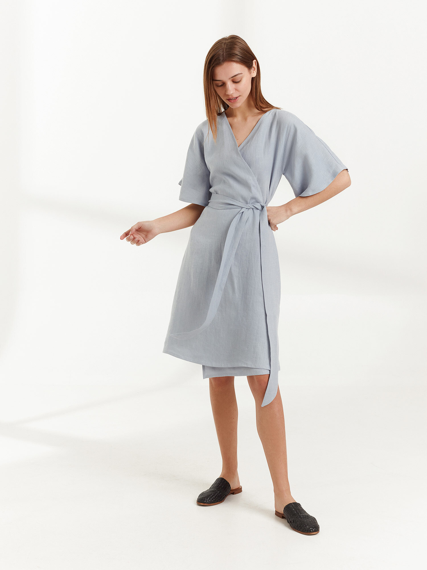 MARY Linen Wrap Dress - Image 3
