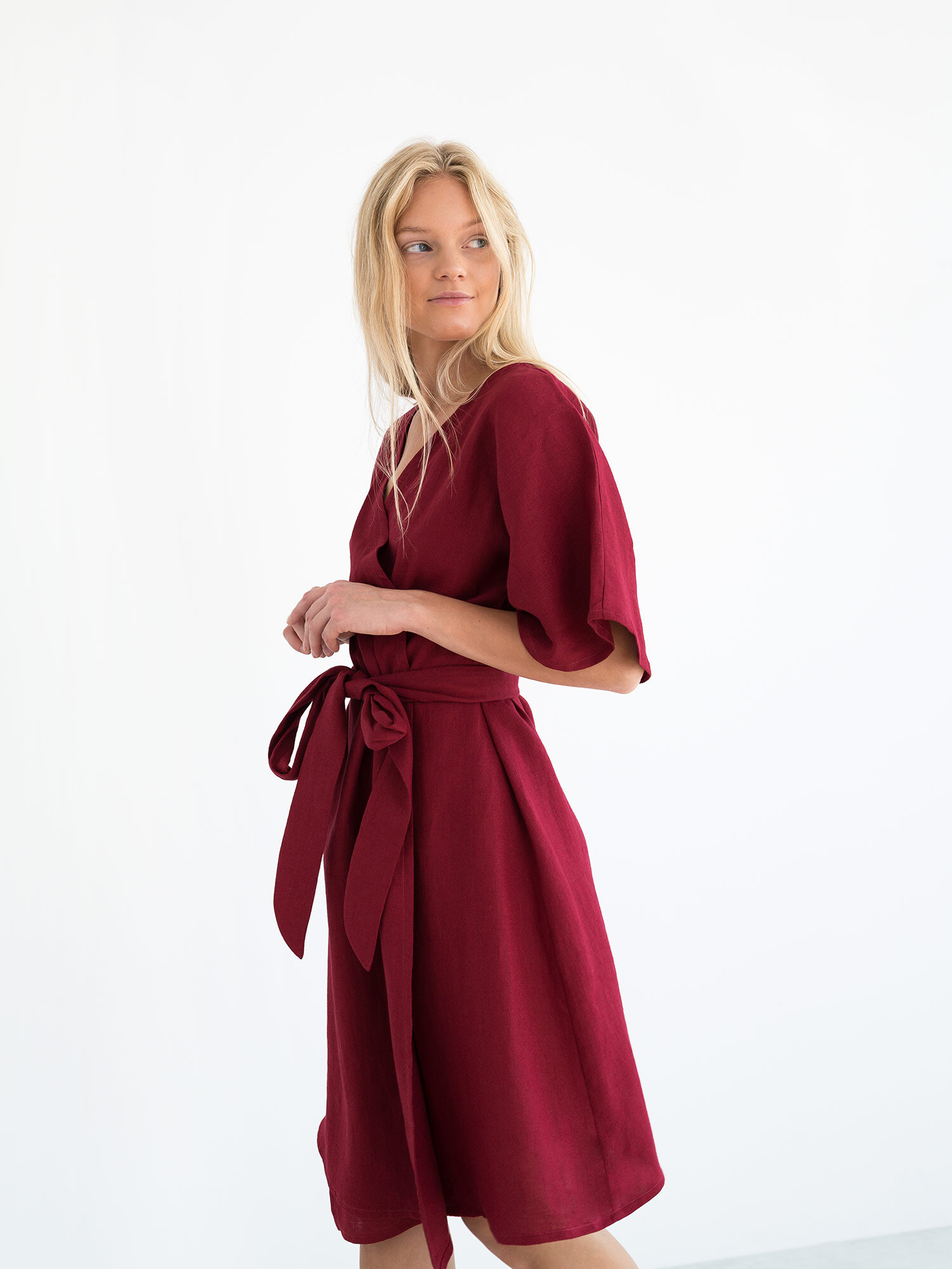 MARY Linen Wrap Dress - Image 3