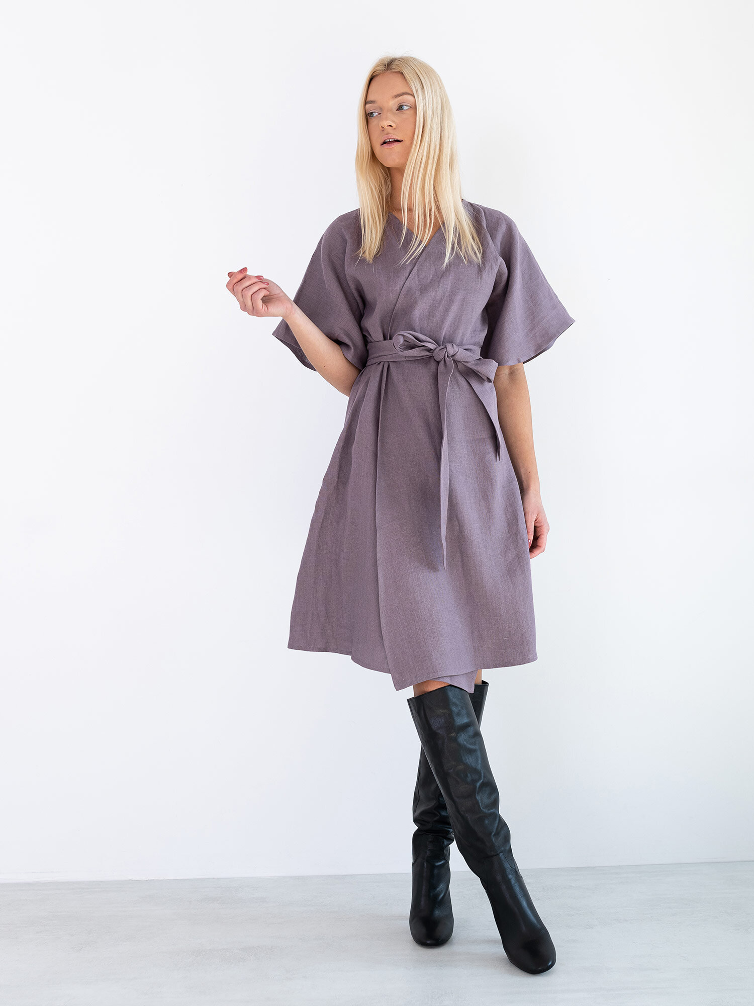 MARY Linen Wrap Dress - Image 1