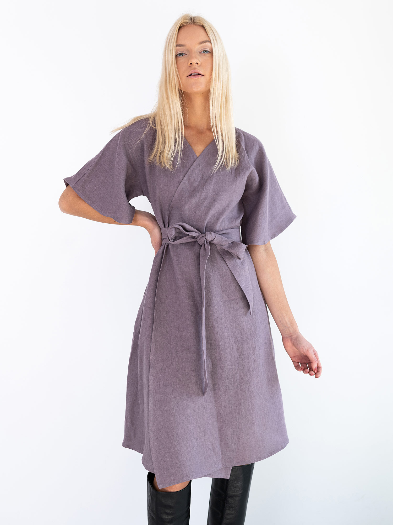 MARY Linen Wrap Dress - Image 4