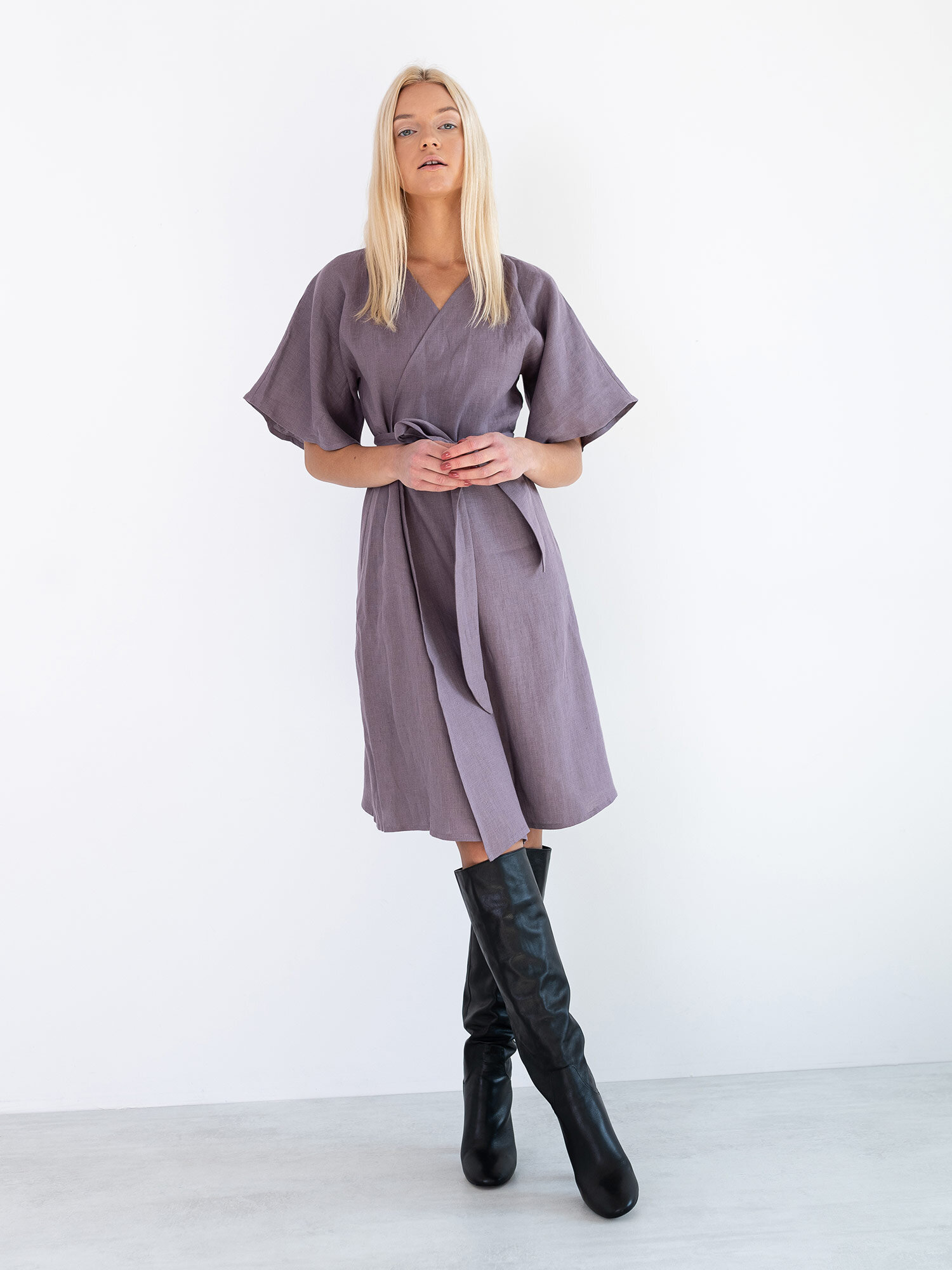 MARY Linen Wrap Dress - Image 5