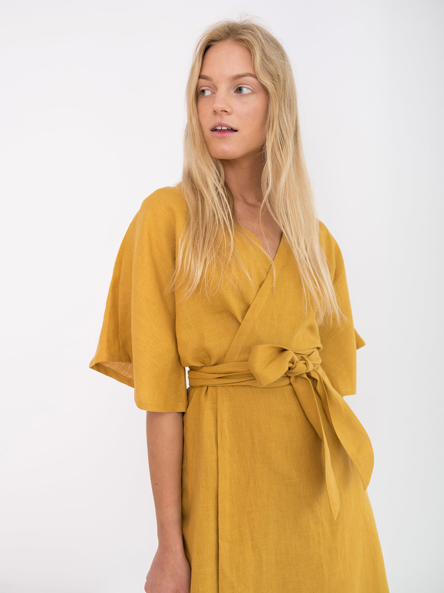 MARY Linen Wrap Dress - Image 1