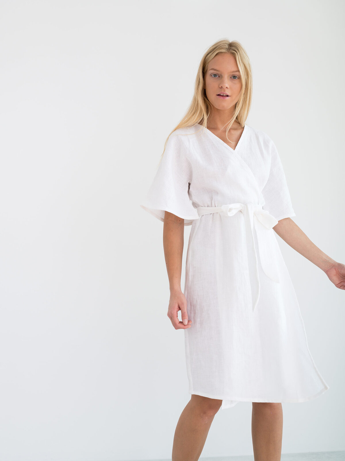 MARY pellava kesämekko Valkoinen — sivulta