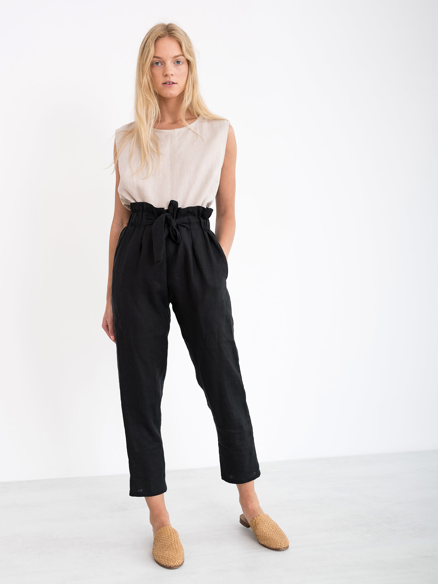 NOAH Paper Bag Linen Pants - Image 1
