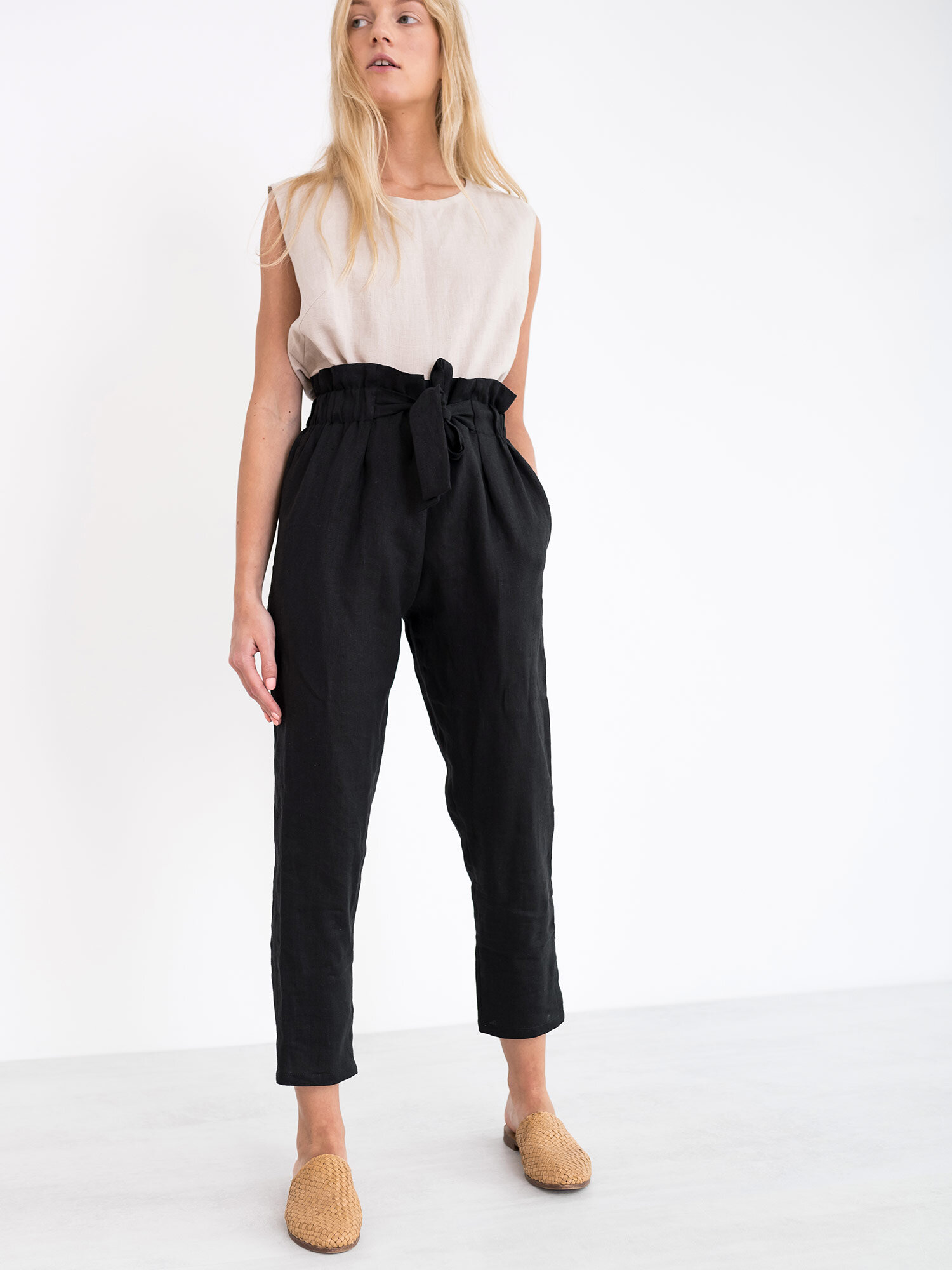 NOAH Paper Bag Linen Pants - Image 2