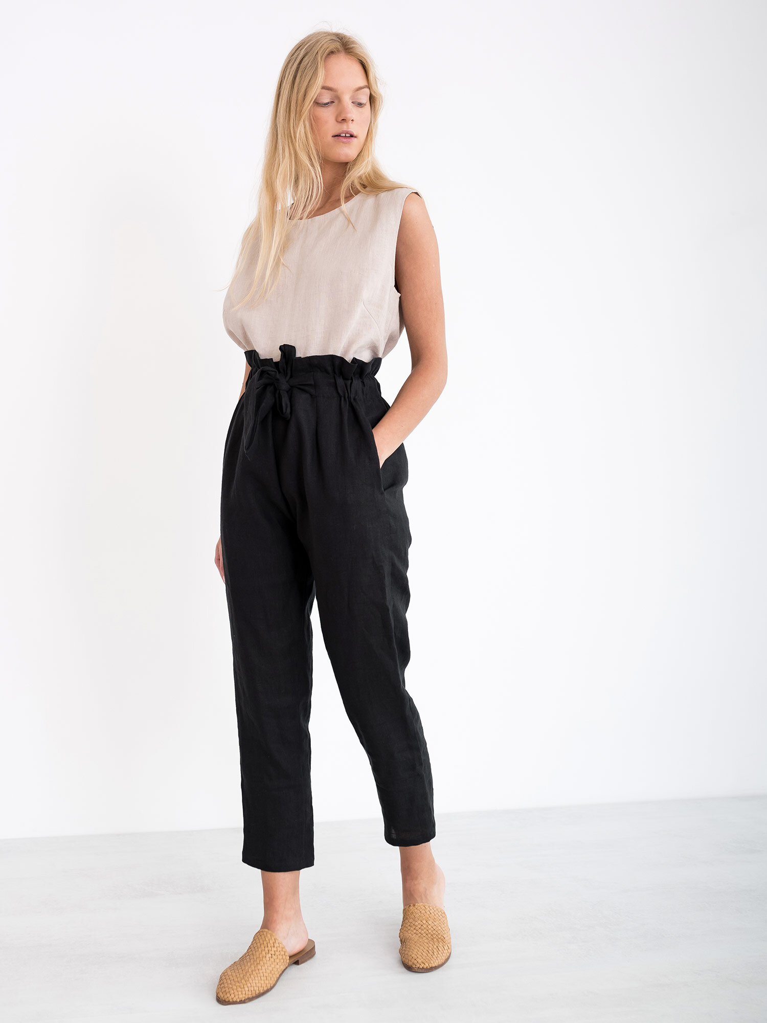 NOAH Paper Bag Linen Pants - Image 4