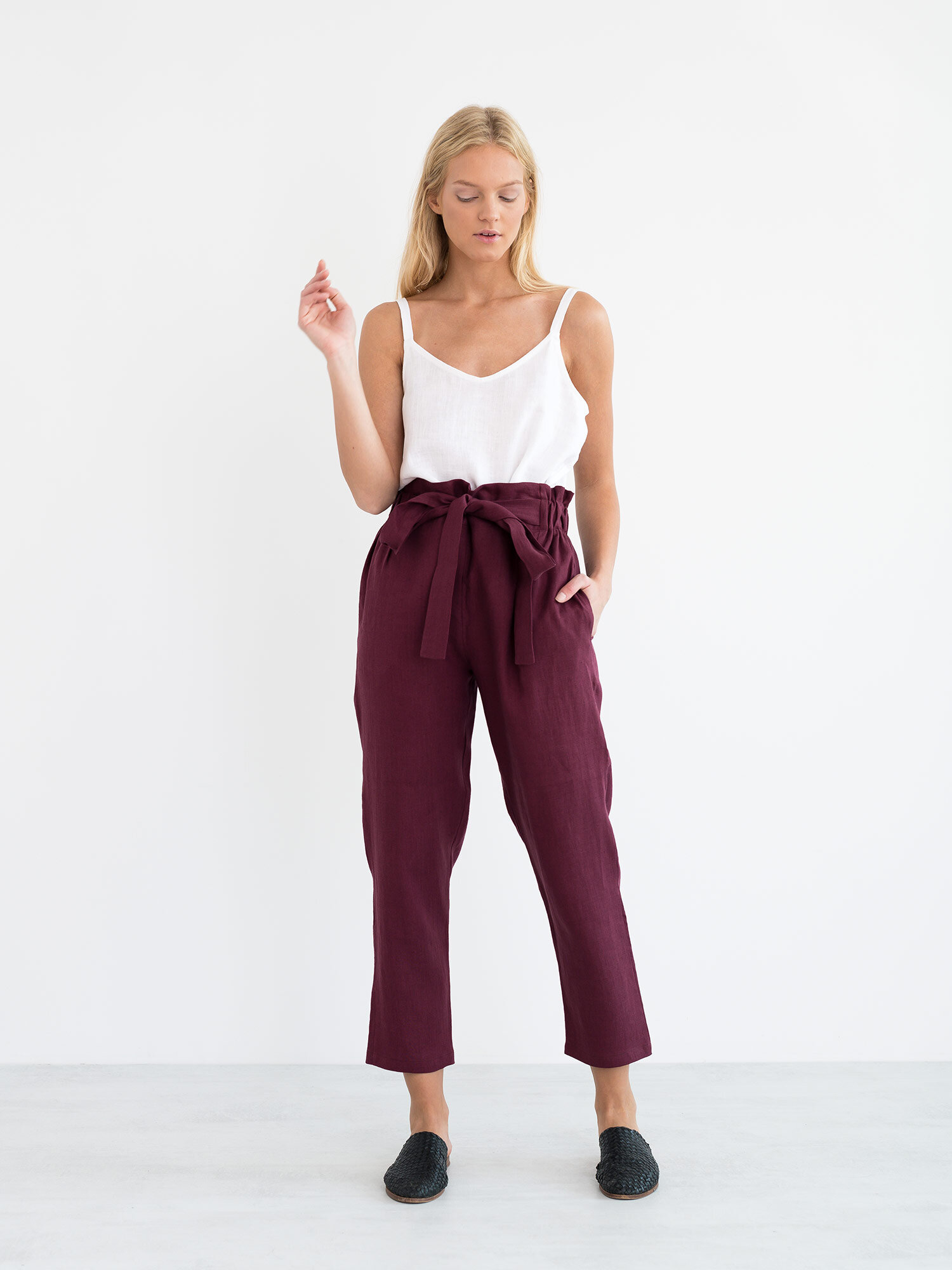 NOAH Paper Bag Linen Pants - Image 1